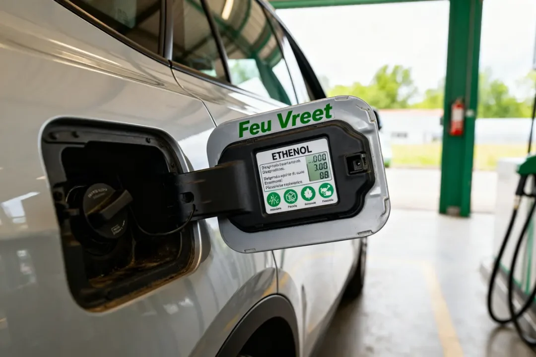 Véhicule avec boîtier éthanol étiqueté Feu Vert explorant prix installation boîtier éthanol feu vert