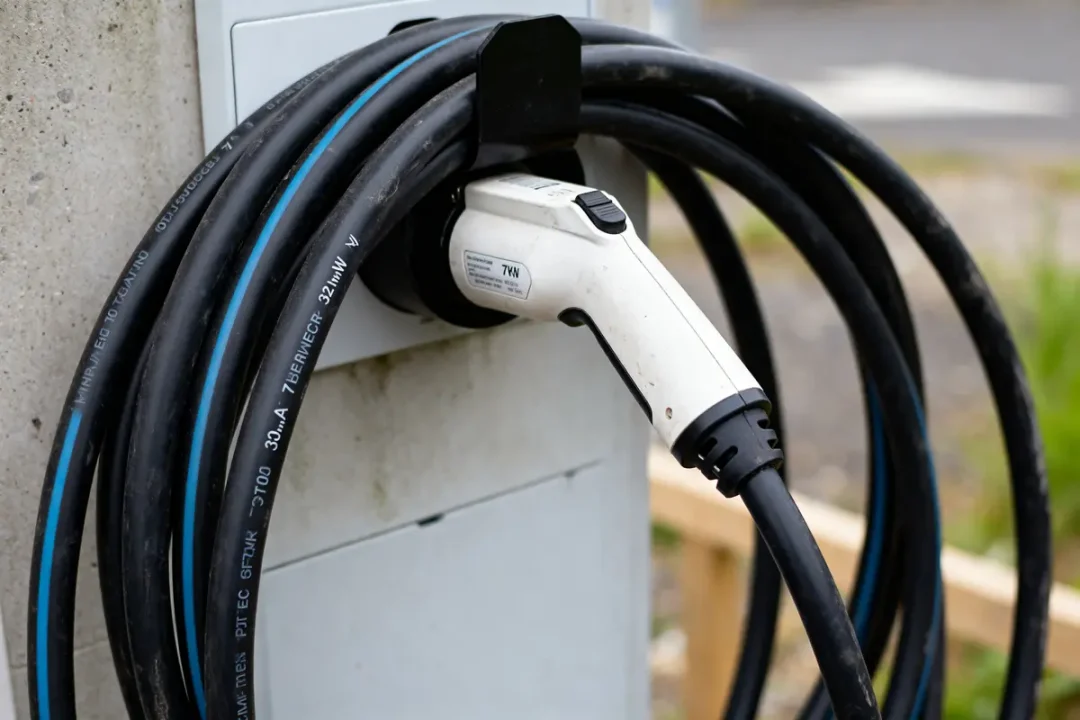Borne de recharge 7kW avec section câble électrique adaptée pour véhicule électrique