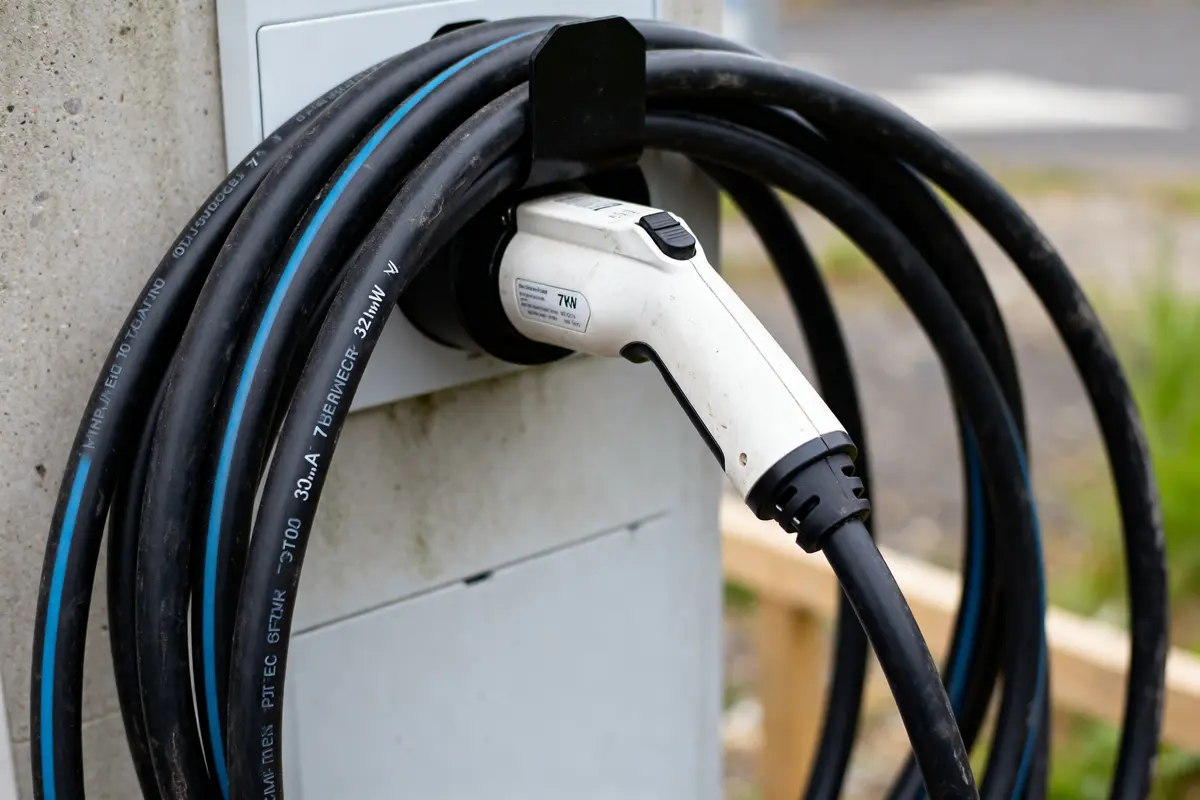 Borne de recharge 7kW avec section câble électrique adaptée pour véhicule électrique