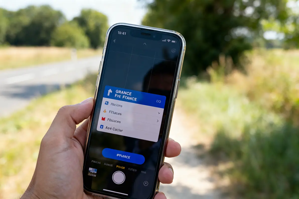 Personne utilisant une application de navigation évoquant le nombre de places sur une carte grise