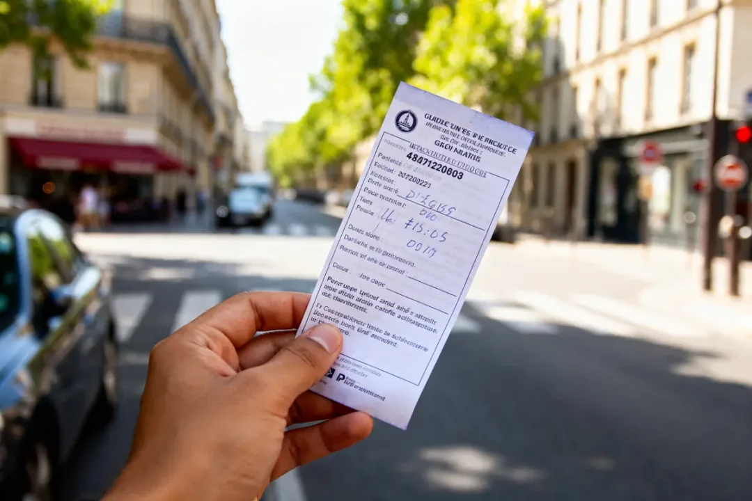 Personne tenant une contravention pour savoir si on a une amende en ville calme